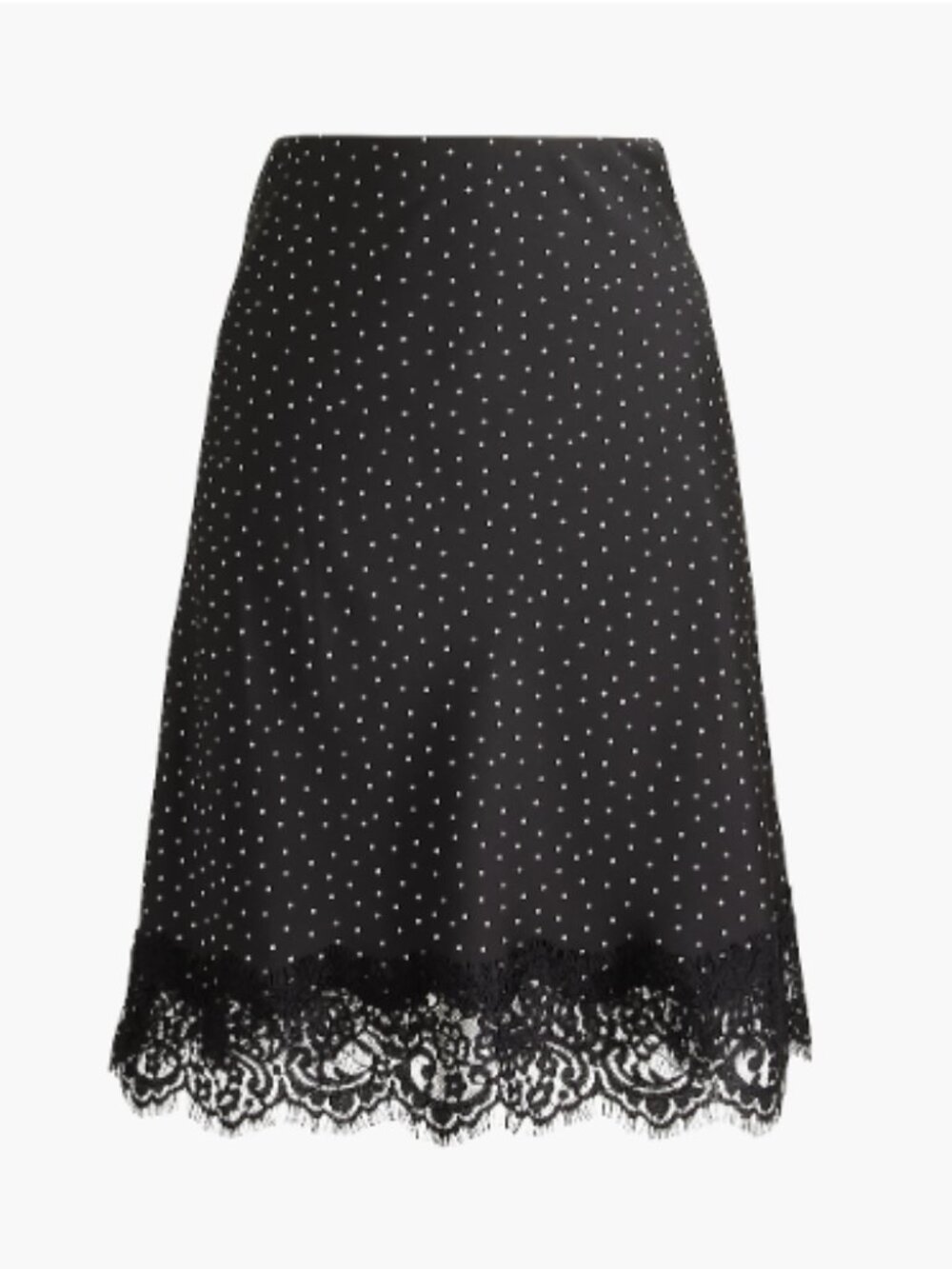 J.Crew Lace Trim Slip Skirt XXS Black Polka Dot Mini Skirt NWT
